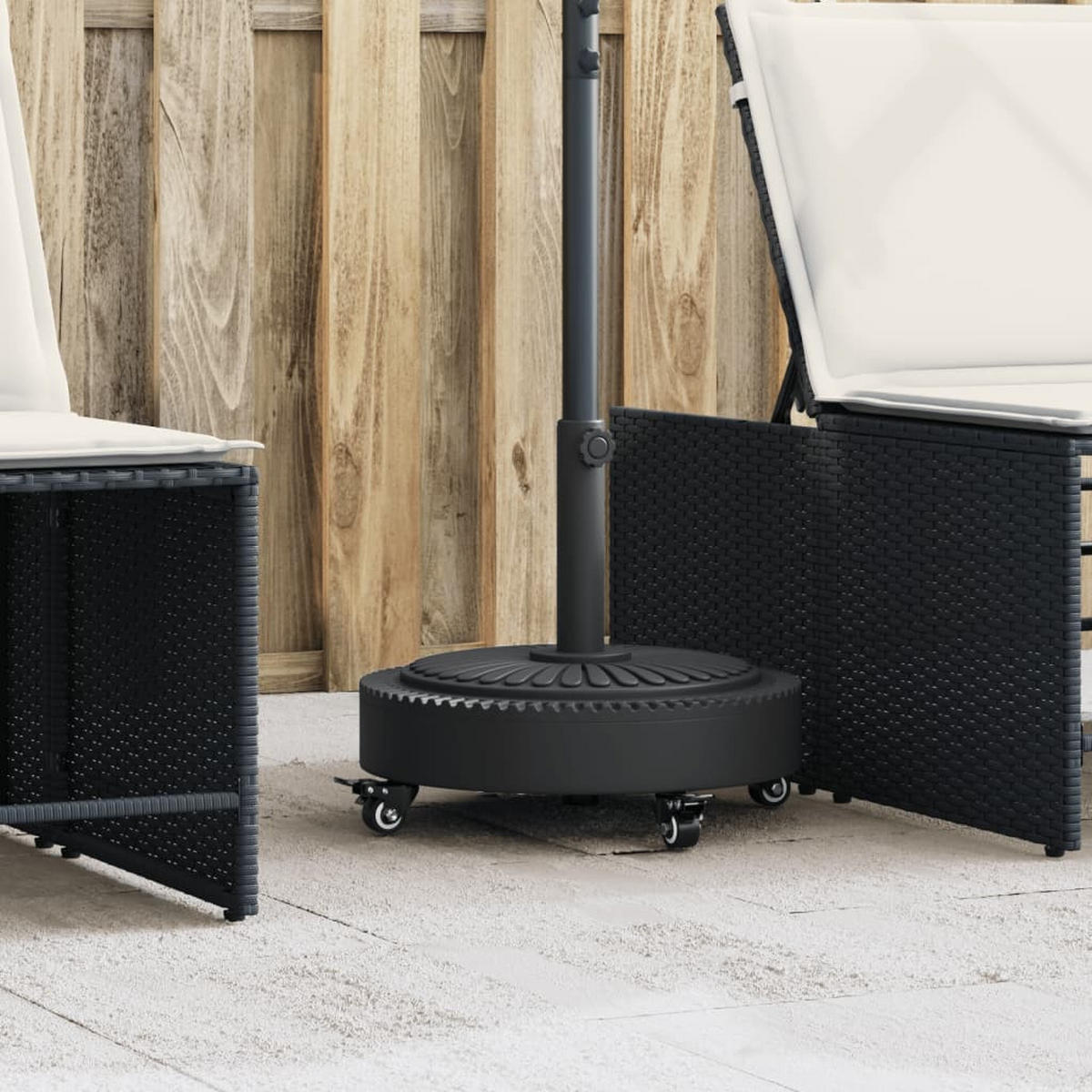 SONNENSCHIRMSTÄNDER Mit Rollen Für Ø38/48 Mm Mast 27 Kg Rund - Schwarz, Kunststoff (45/45cm) - vidaXL