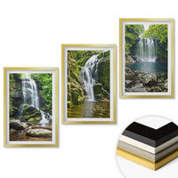 WANDBILDER 3er Set - 40x60 cm Goldrahmen - Wasserfälle, grüne Umgebung - Goldfarben, Kunststoff (40/60cm) - ArtPrintCave