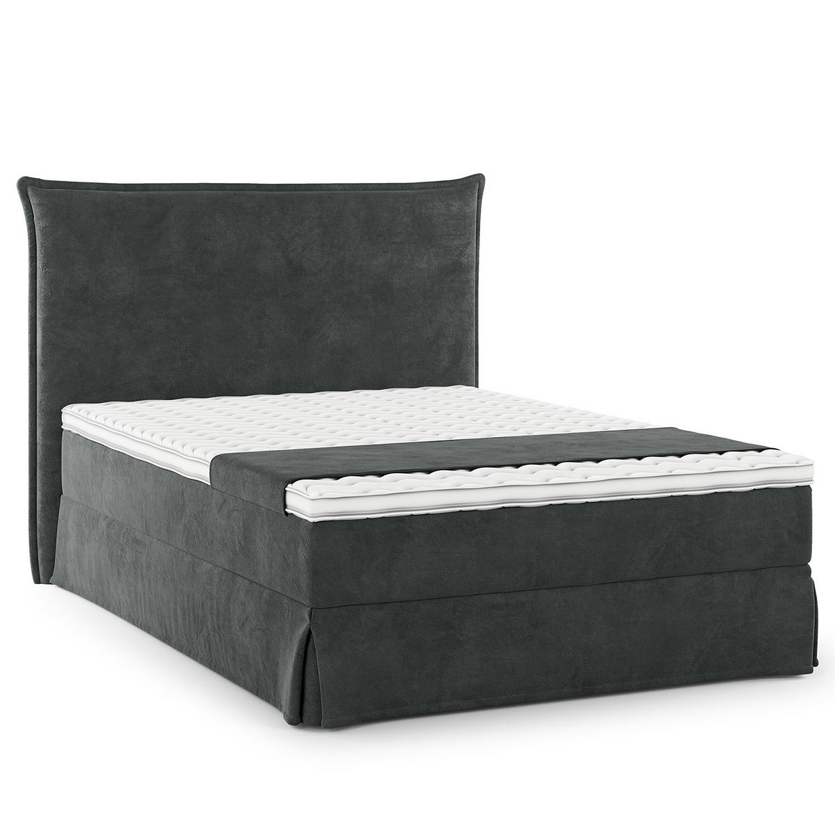 BOXSPRINGBETT mit Husse - Dunkelblau, Textil (140/200cm) - home24
