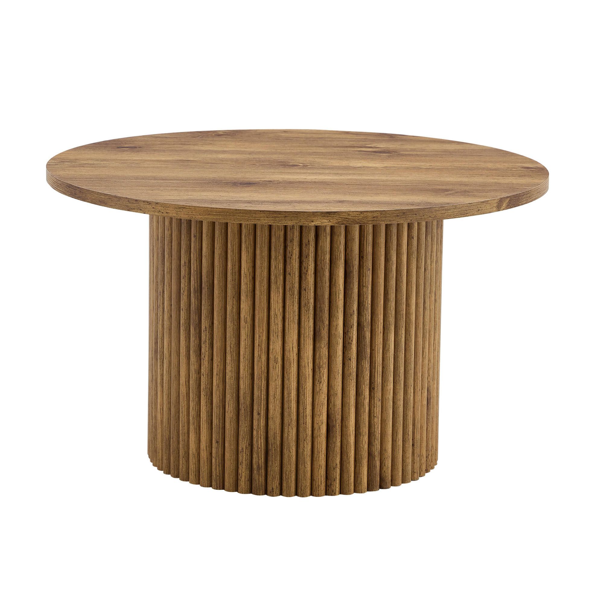 COUCHTISCH 70 cm in Holzoptik mit Säulensockel und Metallrahmen - Kieferfarben, Holzwerkstoff (70/70/42cm) - BEAOK