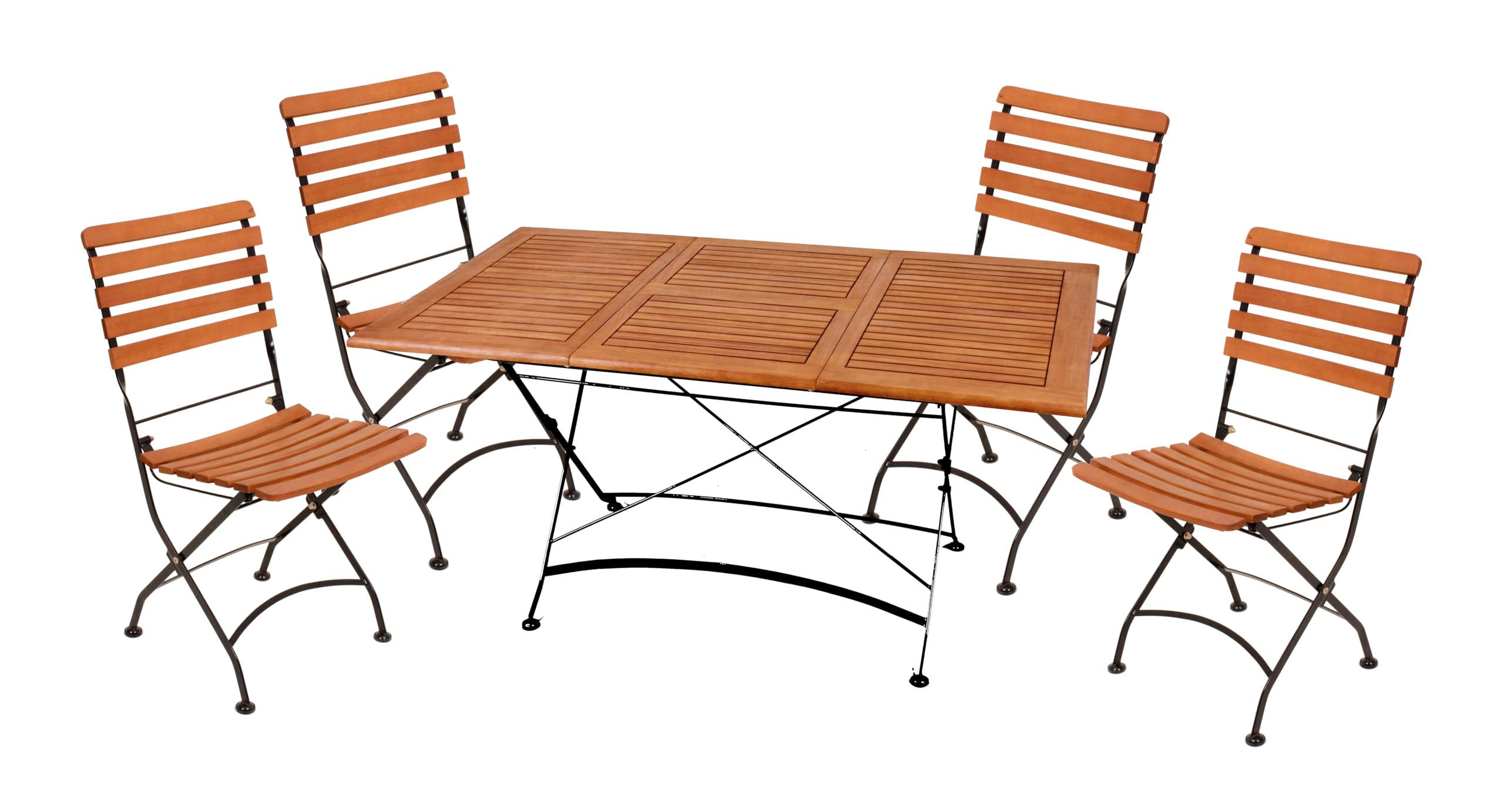 GARTEN-SITZGRUPPE Tor 5-teilig Ohne Armlehne Gartenmöbel-Set - Schwarz, Holz - DELUKE