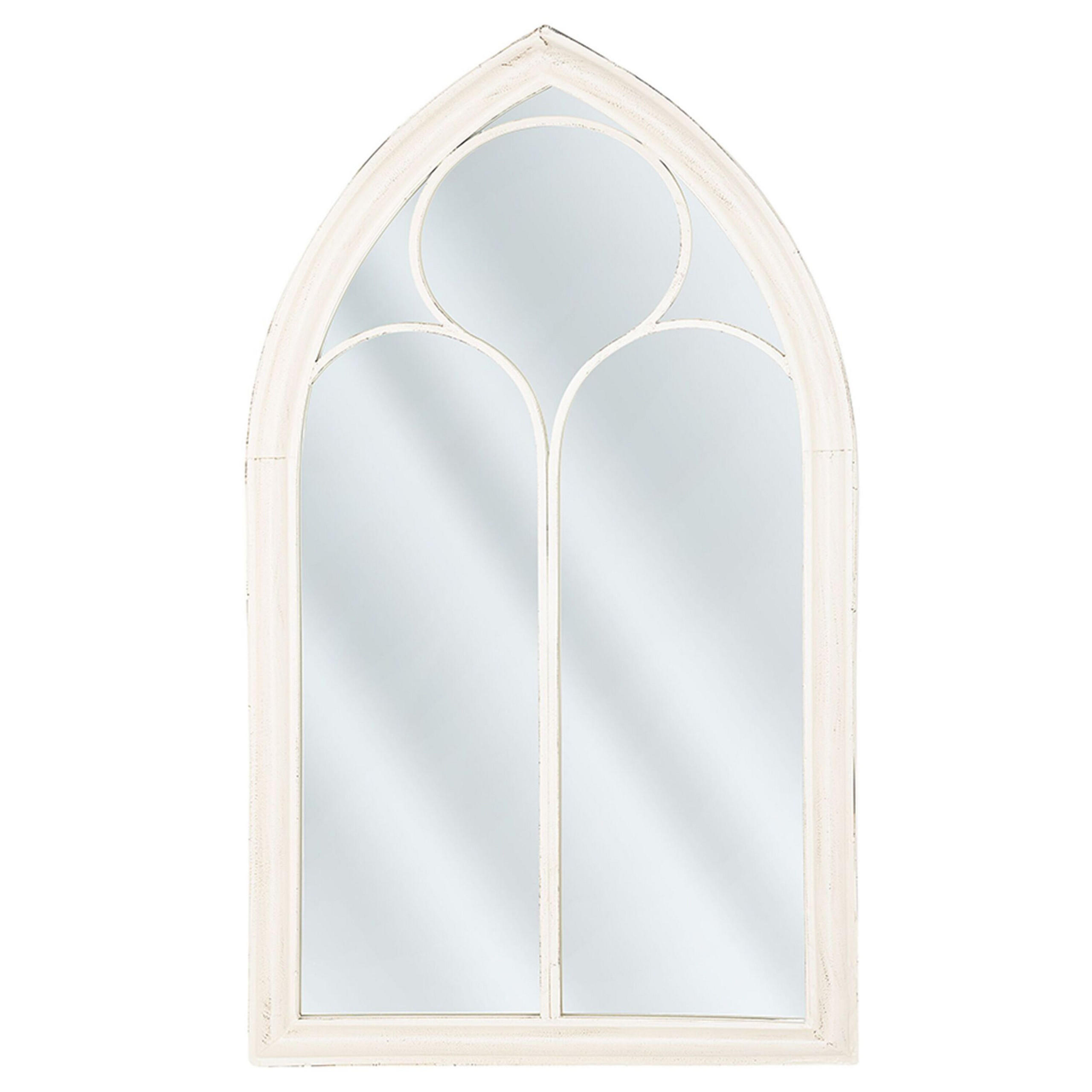 WANDSPIEGEL weiß Fensteroptik 62/113 cm Trelly - Weiß, Metall (62/113/5cm) - Beliani