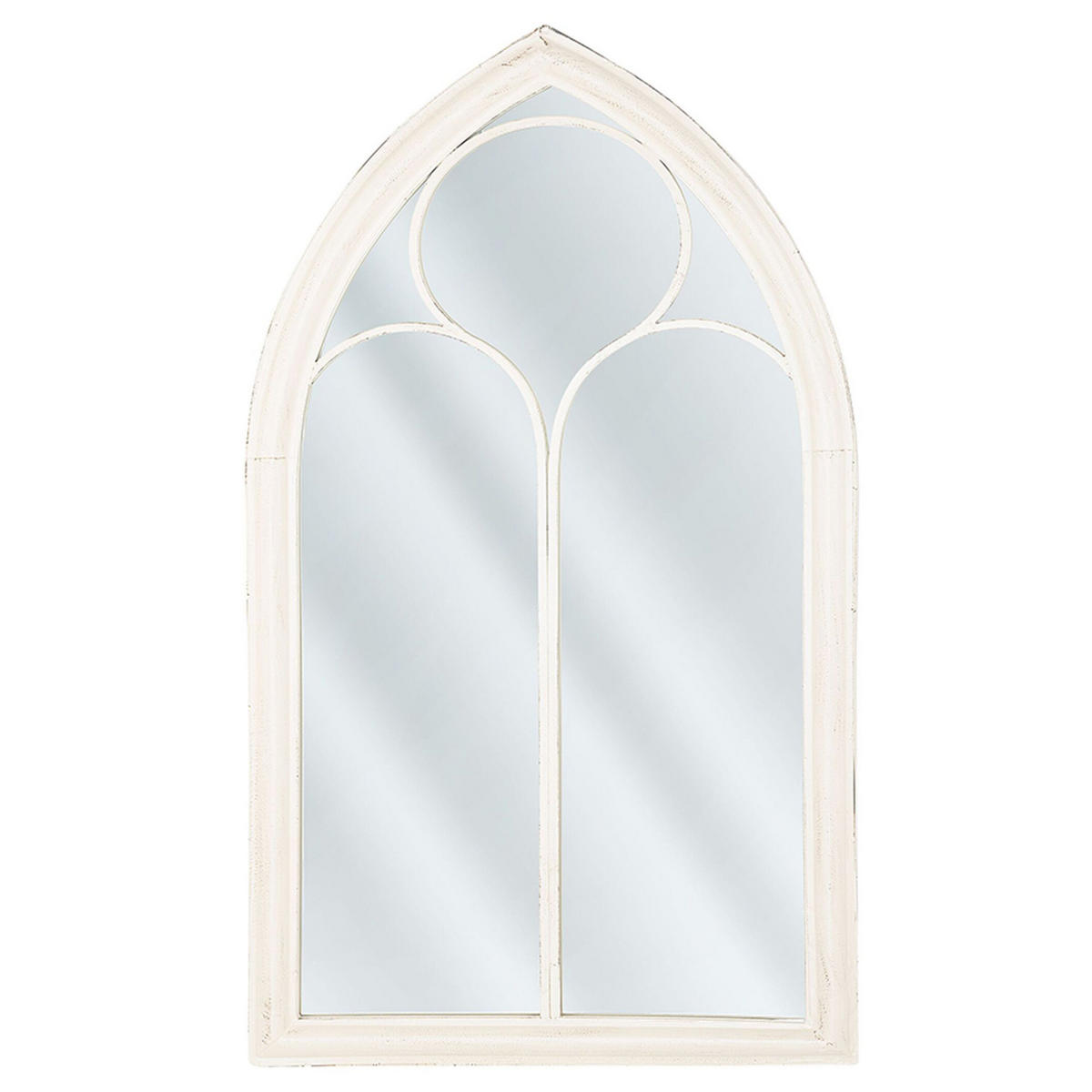 WANDSPIEGEL weiß Fensteroptik 62/113 cm Trelly - Weiß, Metall (62/113/5cm) - Beliani