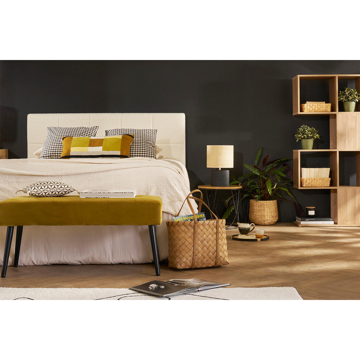 BEISTELLTISCH Holz Metall 42 cm LACE - Dunkelbraun, Holz (42/42/40cm) - Miliboo