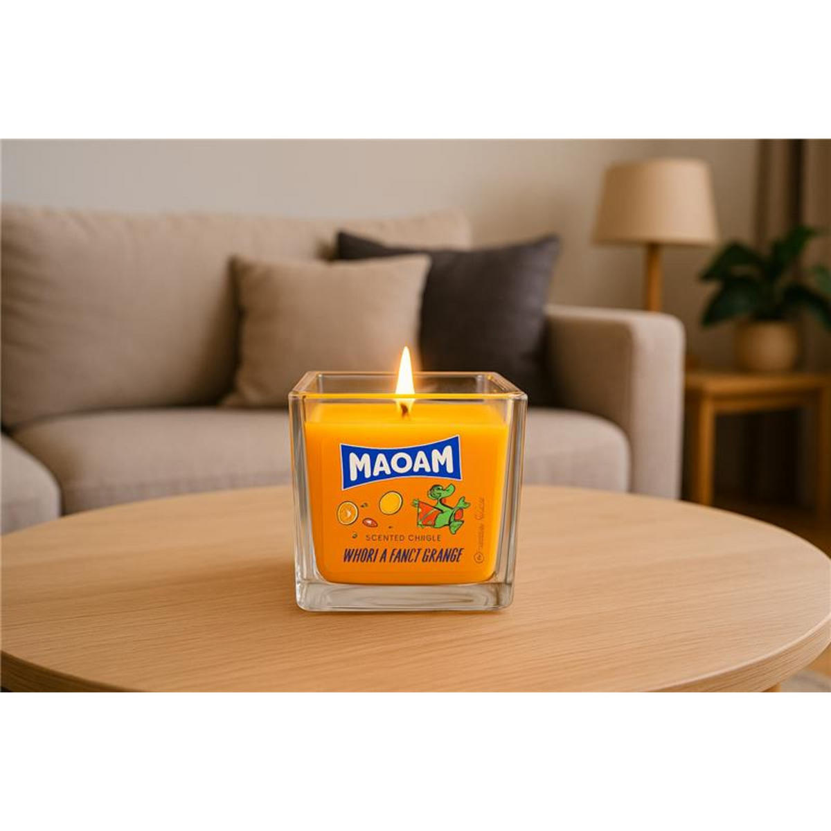 DUFTKERZE Maoam - Orange, Naturmaterialien/Glas (8cm)