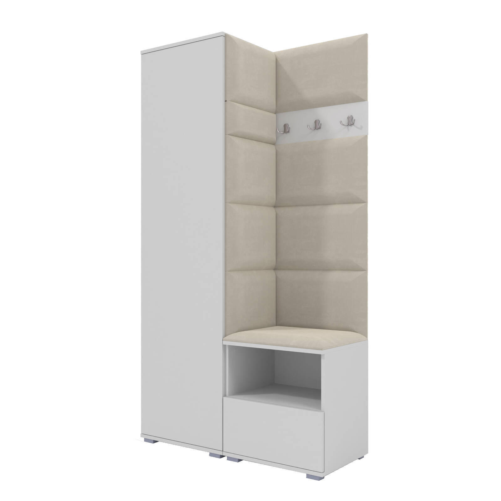 XXXLutz Garderoben-Set Weiß, Creme 100x187x40 cm