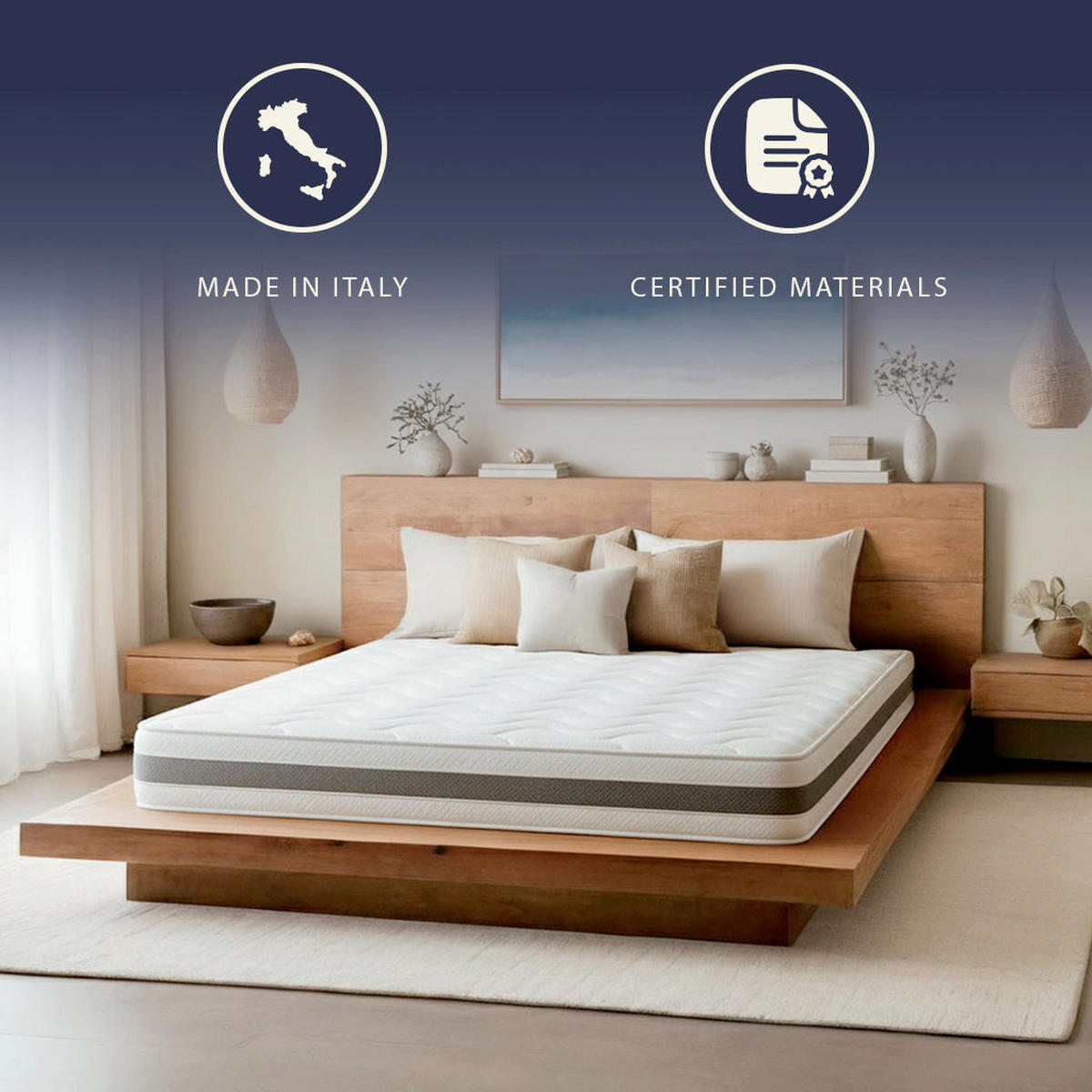 MATRATZE 160x200 | Thermosensibler Waterfoam, Hohe Festigkeit, Atmungsaktiv und Allergikerfreundlich - Weiß, Textil (160/200cm) - The White Stone