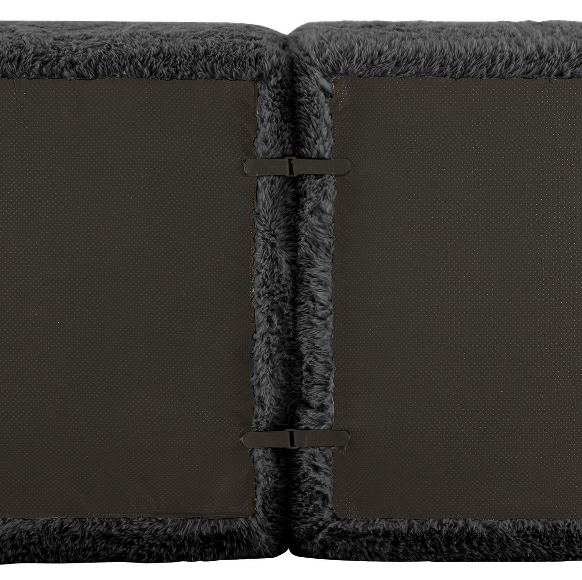 2-SITZER 204/179/73 cm schwarz aus Plüsch modular in L-Form als 2-Sitzer - Schwarz, Textil (179/73/204cm) - OKWISH