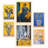 POSTER Set Mit 6 Vase Lady In Vielseitiger A3 & A4 Rahmen Aus Hellem Holz - Beige, Papier (29/3cm) - Nacnic