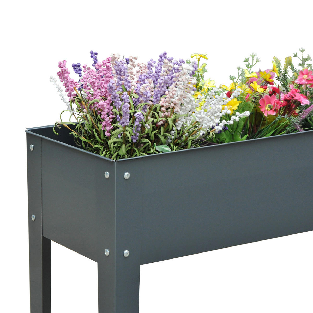 HOCHBEET, Kräuterbeet, Pflanzkasten mit 3 Abflusslöchern, Metall, Dunkelgrau - Dunkelgrau, Metall (30/80/100cm) - Outsunny