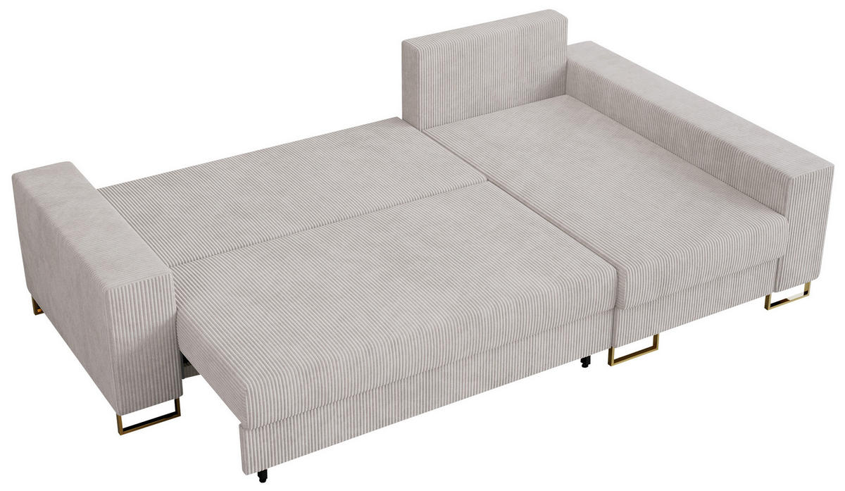 ECKSOFA Dorian Cord Weiß - Goldfarben/Weiß, Textil/Metall (242/138cm) - MKS