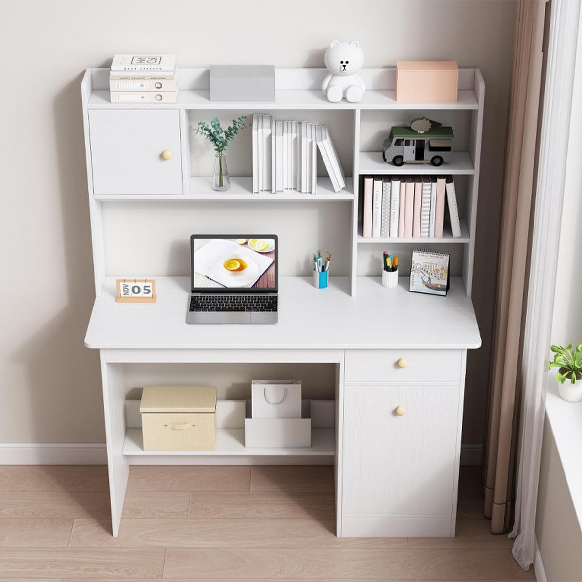 SCHREIBTISCH, weiß 120x45x146cm - Weiß, Holzwerkstoff (45/120/146cm)