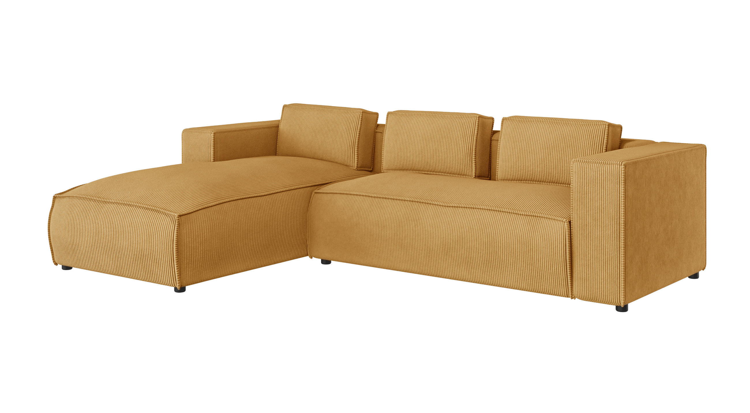 ECKSOFA Nova Honig Cord - Schwarz/Honig, Holz/Kunststoff (262/176cm) - S-Style Möbel