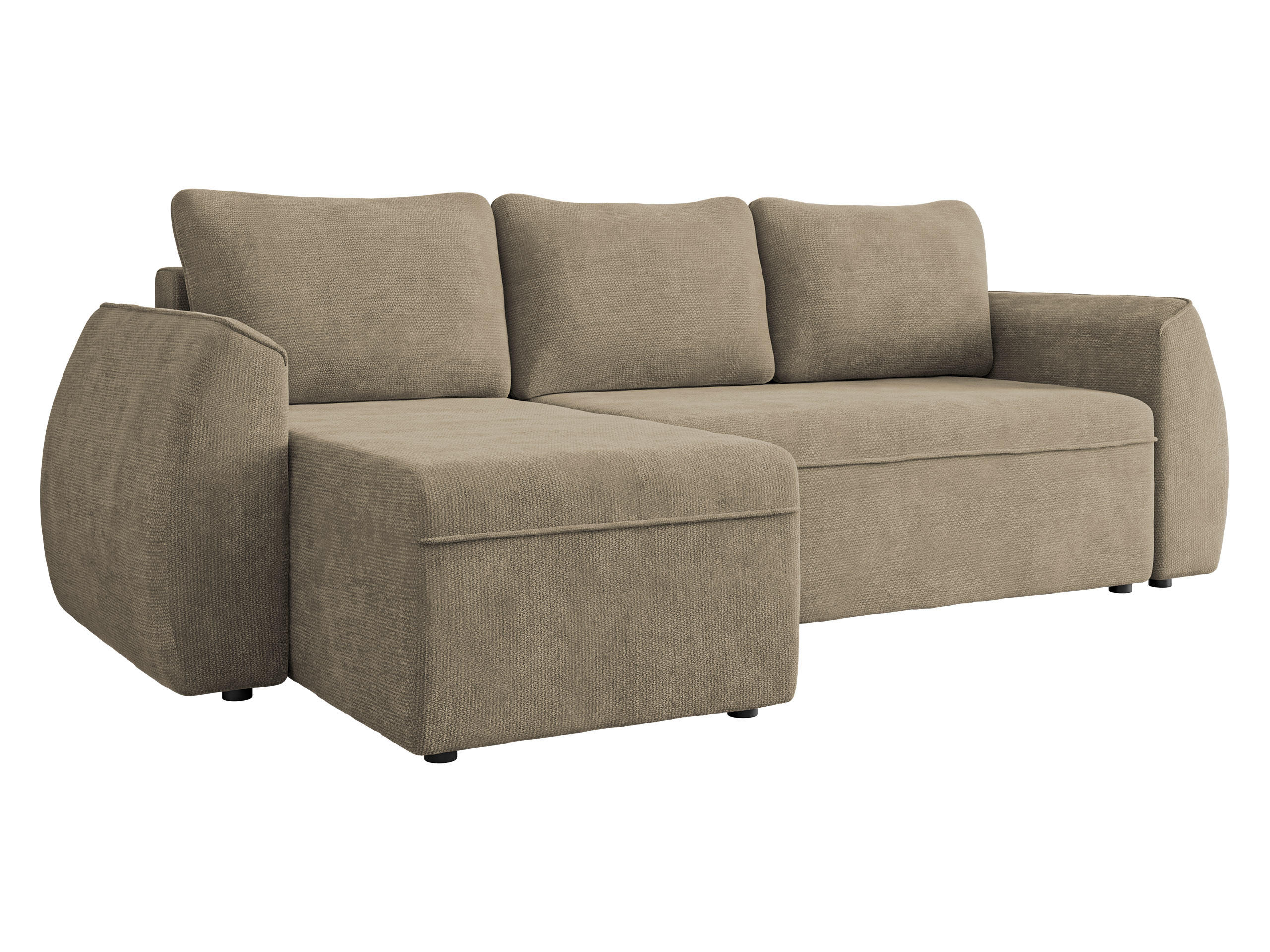 ECKSCHLAFSOFA Darlan - Hellbraun/Schwarz, Holz/Kunststoff (245/143cm) - MIRJAN24