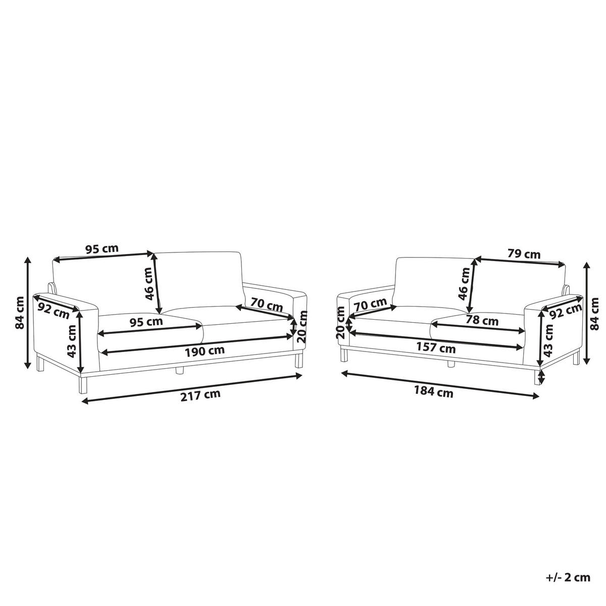 5-SITZER-SOFA SET taupe/hellbraun Siggard - Taupe/Hellbraun, Textil (92/92/217cm) - Beliani