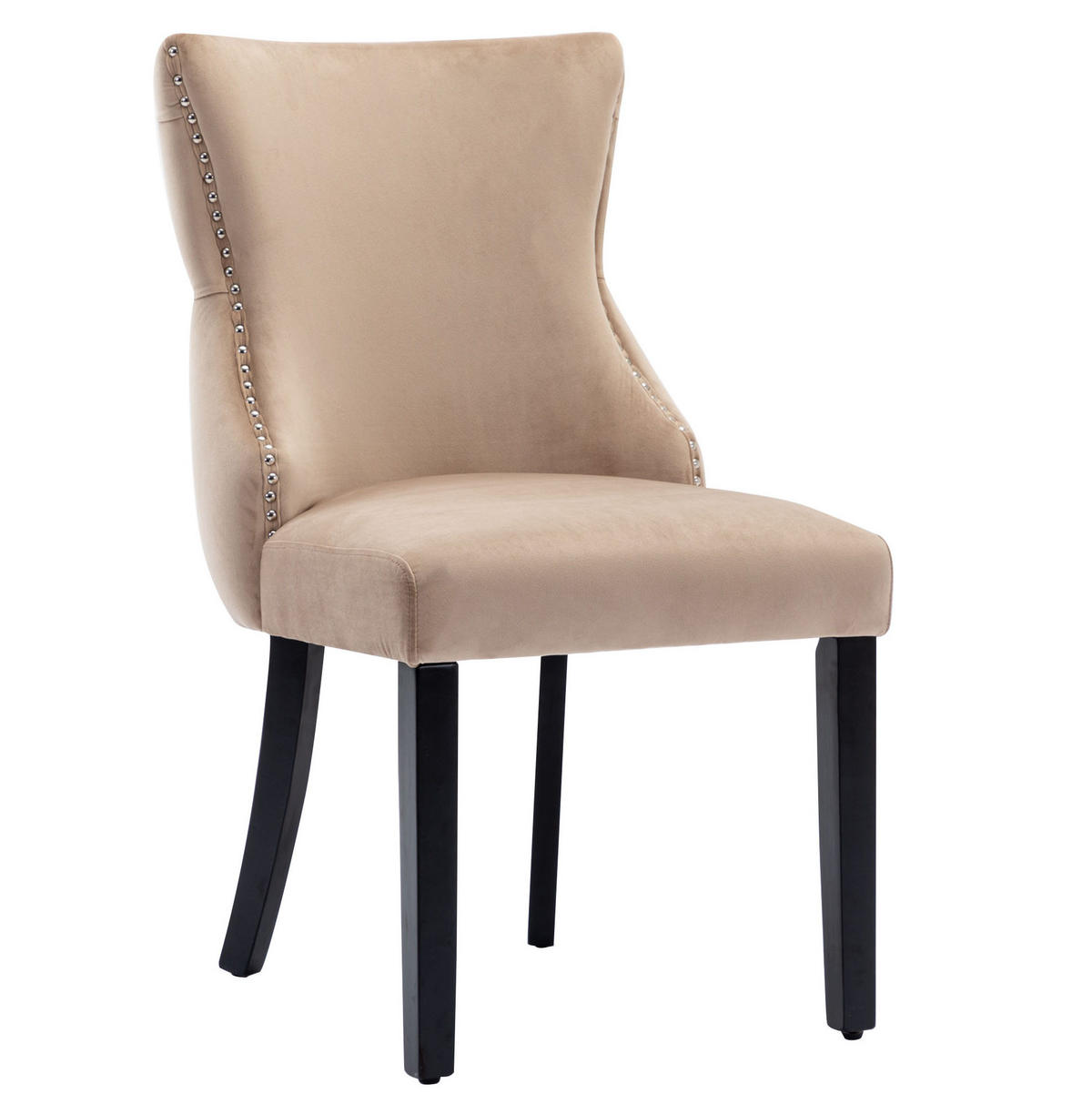 STUHL Esszimmer mit Rückenlehne 50 x 41 x 91 cm Samt Beige 2er-Set - Beige, Metall (41/91/50cm) - Meubliv