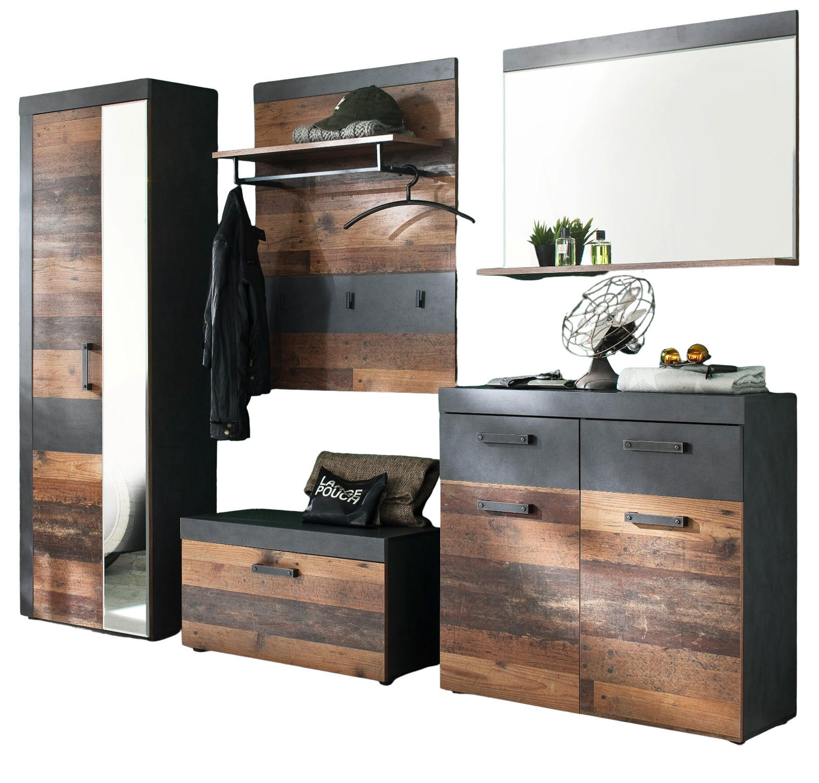 Top.Furn Garderoben-Set Braun, Grau 265x192x37 cm