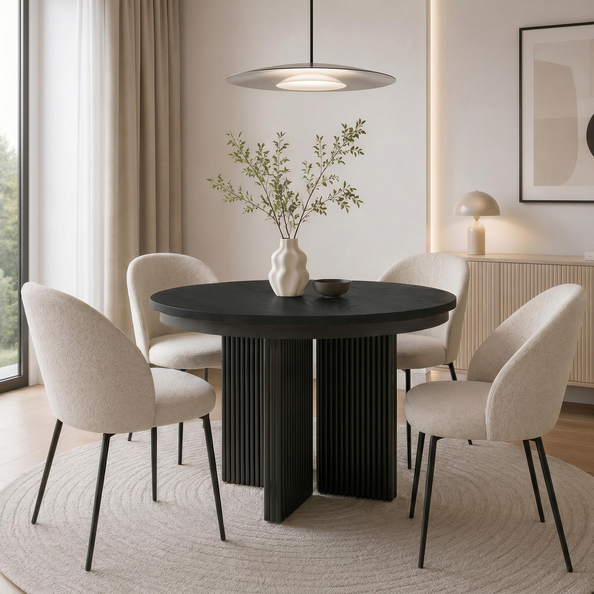 JÍDELNÍ STŮL Prestige, kulatý designový stůl, rozkládací Ø 100–180 cm, černá + černá - černá, kov (100/100/77cm) - Beautysofa
