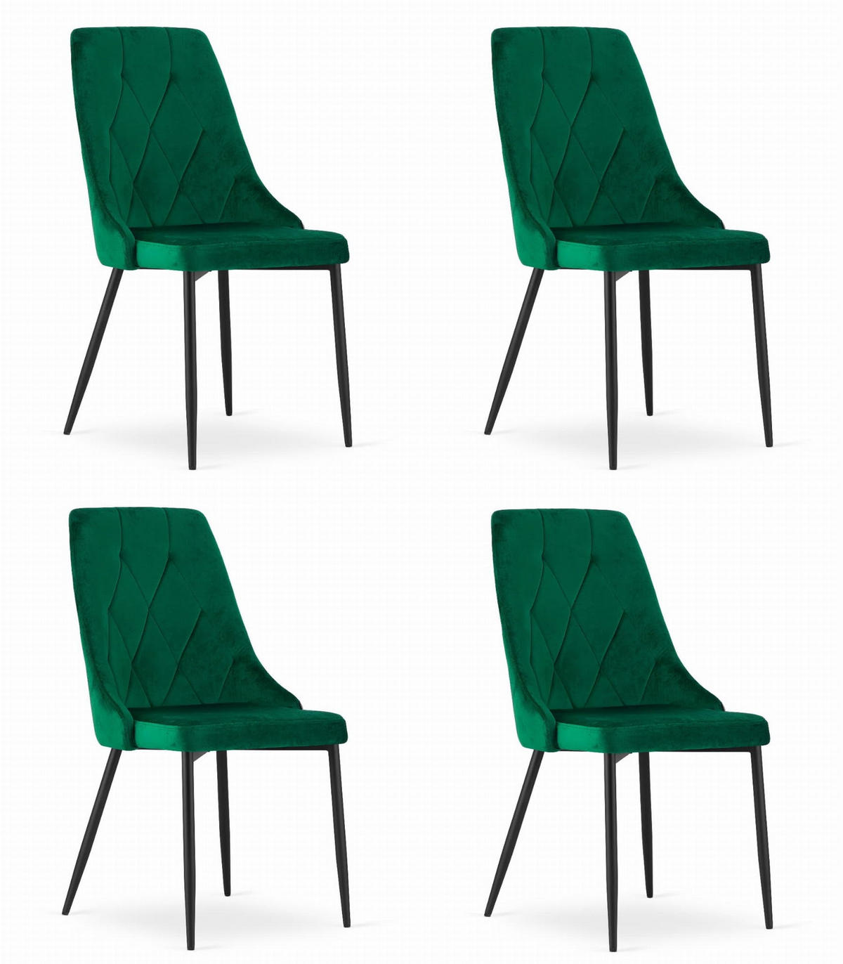 ESSZIMMERSTUHL 4er Set Dunkelgrüner Samt, Diamantpolsterung, Bequeme Sitzfläche - Grün, Textil (51/94/64cm) - Best For Home