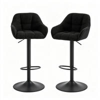 BARHOCKER 2er-Set höhenverstellbar 52 x 50 cm Chenille/Corduroy Schwarz - Schwarz, Metall (52/109/50cm) - Meubliv