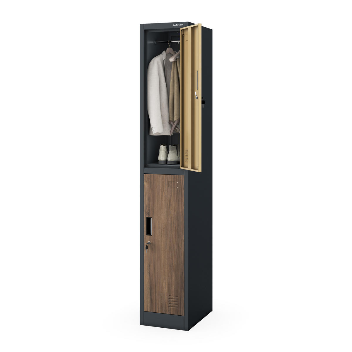 ARBEITSSCHUTZ-KLEIDERSCHRANK IGOR 1 Plus 185 × 32 × 45 cm - Nussbaumfarben, Metall (32/185/45cm) - Jan Nowak