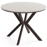 ESSTISCH Valio Neo rund oval ausziehbar verlängerbar mit braunen Metallbeinen, Kaschmir 90-130/90/76 cm - Kaschmir/Beige, Holzwerkstoff/Metall (90/130/76cm) - WFL GROUP