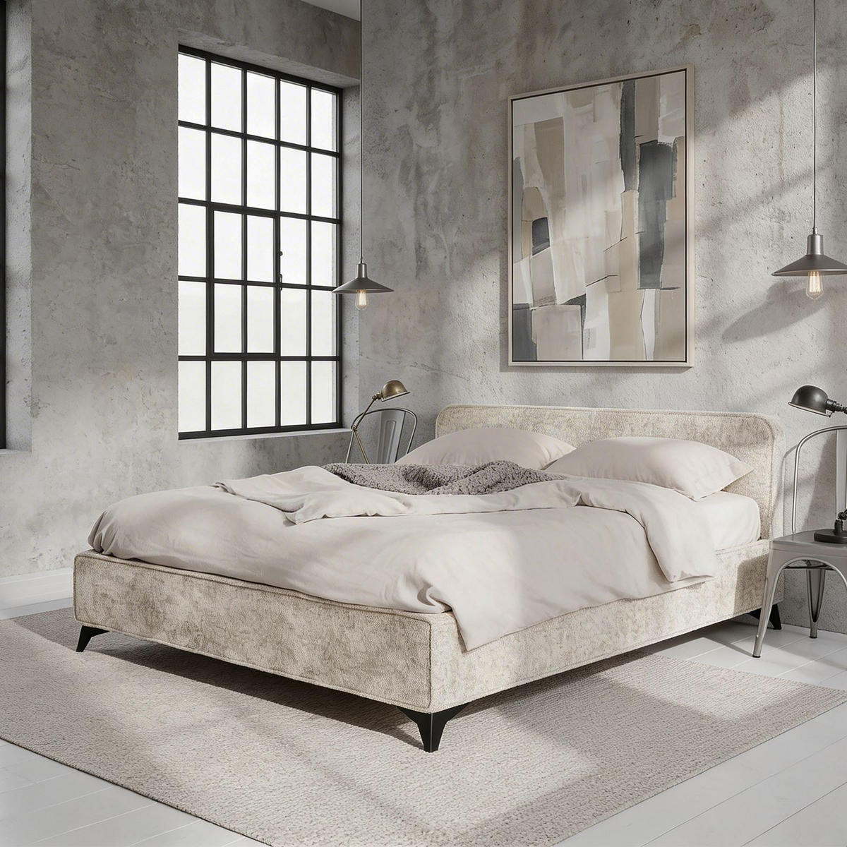 POLSTERBETT VIRETTA 140x200 cm hellgrau - Hellgrau, Textil (140/200cm) - IDIMEX