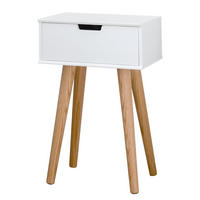 NACHTTISCH - Eiche massiv - Weiß - Weiß, Holz/Holzwerkstoff (40/63/30cm) - home24