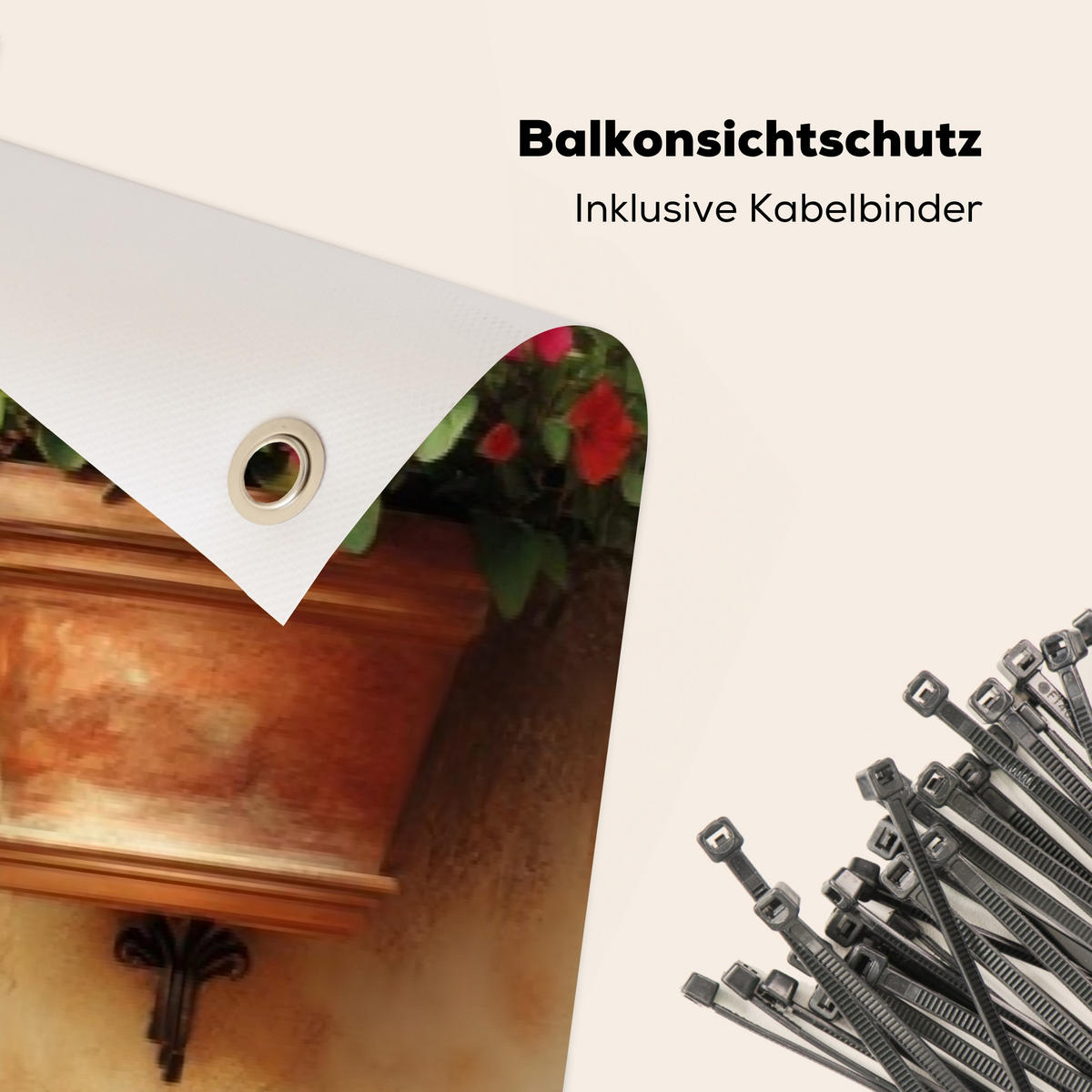 BALKON-SICHTSCHUTZ Blumentöpfe - Wand - Vintage - Terra cotta, Kunststoff (500/130cm) - MuchoWow