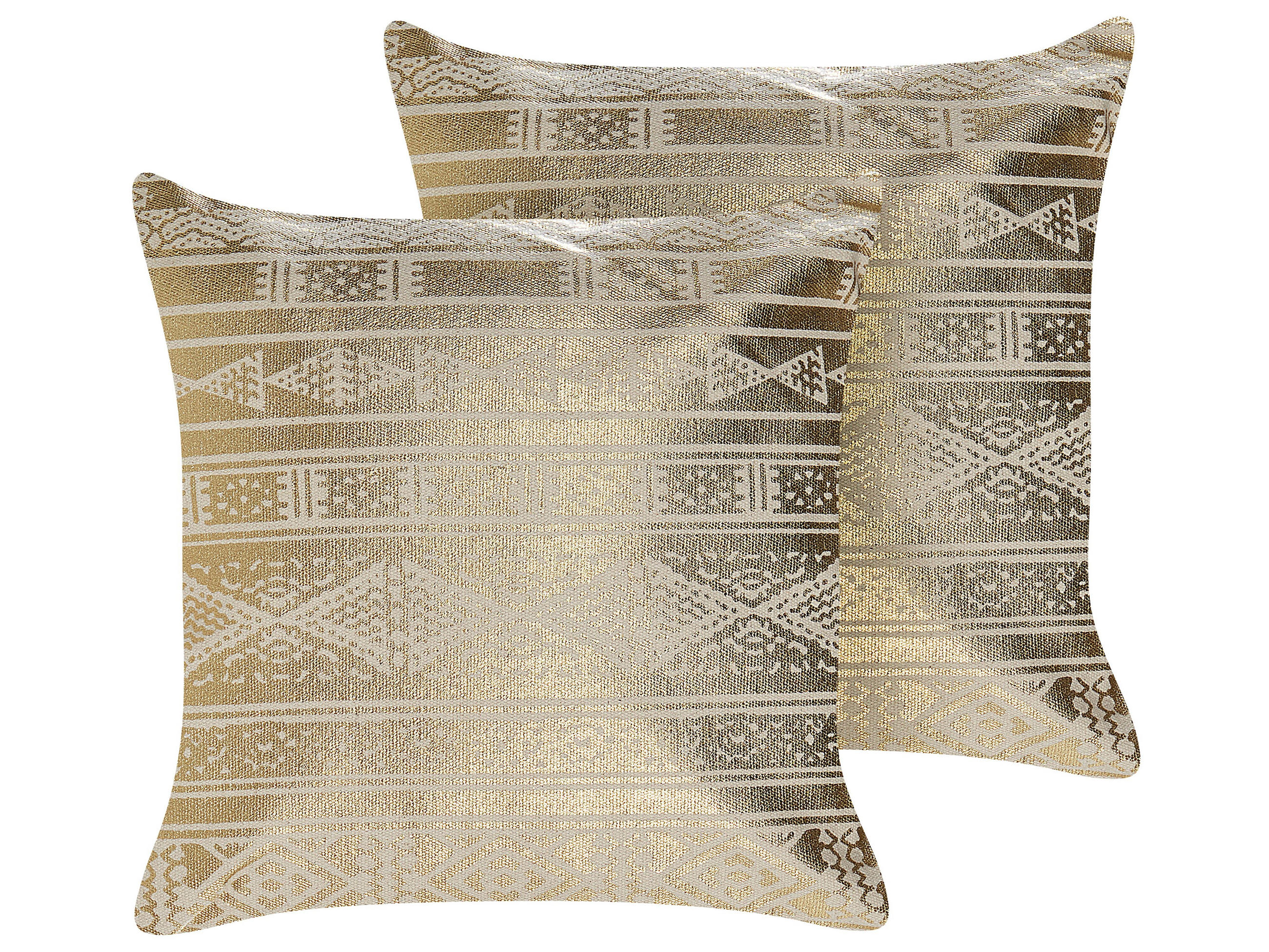 DEKOKISSEN 2er-Set Gold 50/50 cm Oujda - Goldfarben, Naturmaterialien/Textil (50/50cm) - Beliani