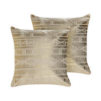 DEKOKISSEN 2er-Set Gold 50/50 cm Oujda - Goldfarben, Naturmaterialien/Textil (50/50cm) - Beliani