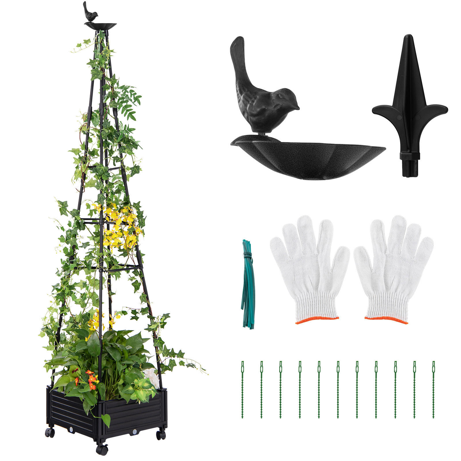 RANKHILFE Schwarz - Schwarz, Kunststoff (41/206/41cm) - COSTWAY