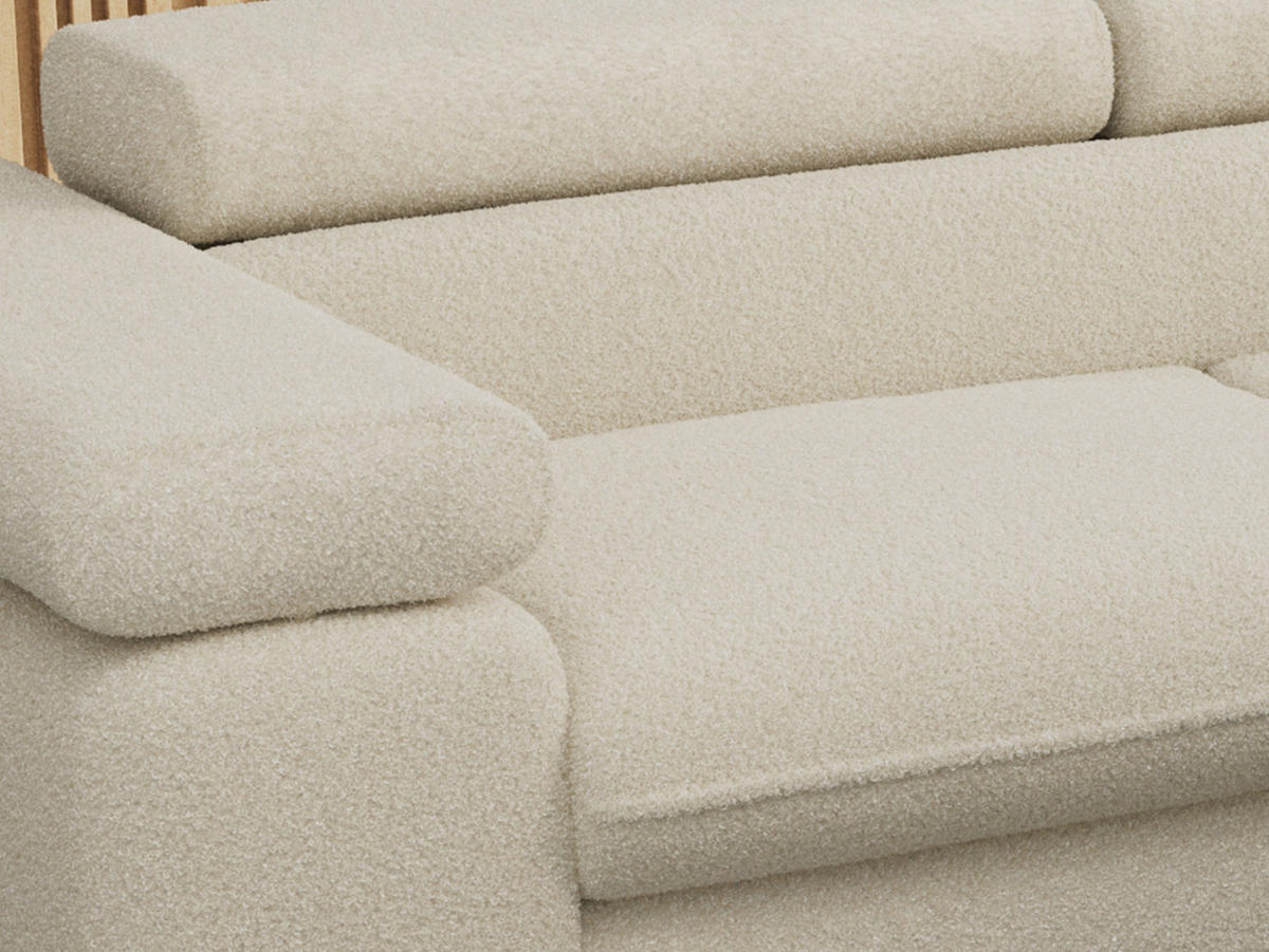 ECKSOFA PEDRO L Beige Boucle - Rechts Seite - Beige/Schwarz, Textil/Metall (273/208cm) - MKS