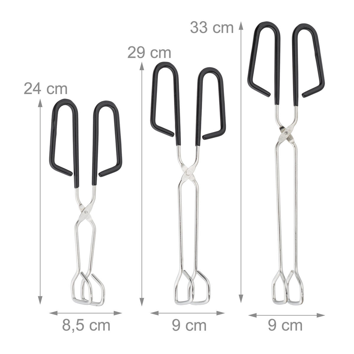 3-TLG.GRILLZANGEN-SET - Silberfarben, Kunststoff/Metall (4.5cm) - Relaxdays