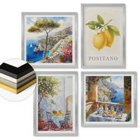 WANDBILDER 4er Set - 50x50 cm & 40x60 cm Silberner Rahmen - Ansichten der Zitronenarchitektur von Positano - Silberfarben, Kunststoff (50/50cm) - ArtPrintCave