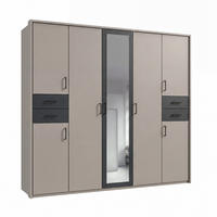 DREHTÜRENSCHRANK Kleiderschrank 228 cm mit Schubkästen & Passepartout & 1 Spiegeltür, Sand Grau mit Absetzungen in Grafit, Griffe schwarz / 22573 - Sandfarben/Graphitfarben, Holzwerkstoff/Metall (228/210/58cm) - luma-home