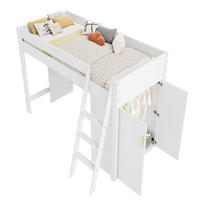 HOCHBETT 90/200 cm in Weiß mit Schreibtisch und Kleiderschrank - Weiß, Holzwerkstoff (90/200cm) - Flora Grace