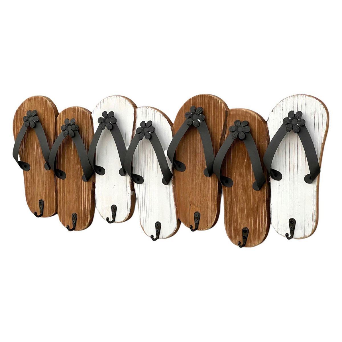 HAKENLEISTE Sandalen MR91 Garderobenleiste Holz Metall Weiß Handtuchhalter 60 cm Garderobenhaken Garderobe Wand Handtuchhaken Vintage - Weiß, Metall (60/24/4.5cm) - DanDiBo