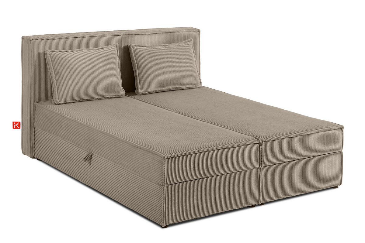BOXSPRINGBETT ROTI mit Stauraum, beige - Beige/Schwarz, Holz/Holzwerkstoff (140/200cm) - KONSIMO®