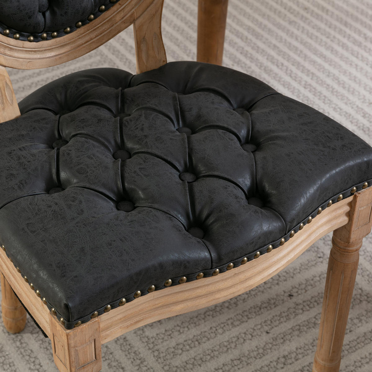 STUHL-SET DE-36374 2 Stück mit Vintage-PU-Lederbezug Schwarz - Schwarz, Holz (49/95/59.5cm) - ComfortXL