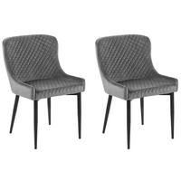 ÉTKEZŐSZÉK 2 darabos Szett Bársony Szürke Solano - szürke, textil/fém (51/82/52cm) - Beliani