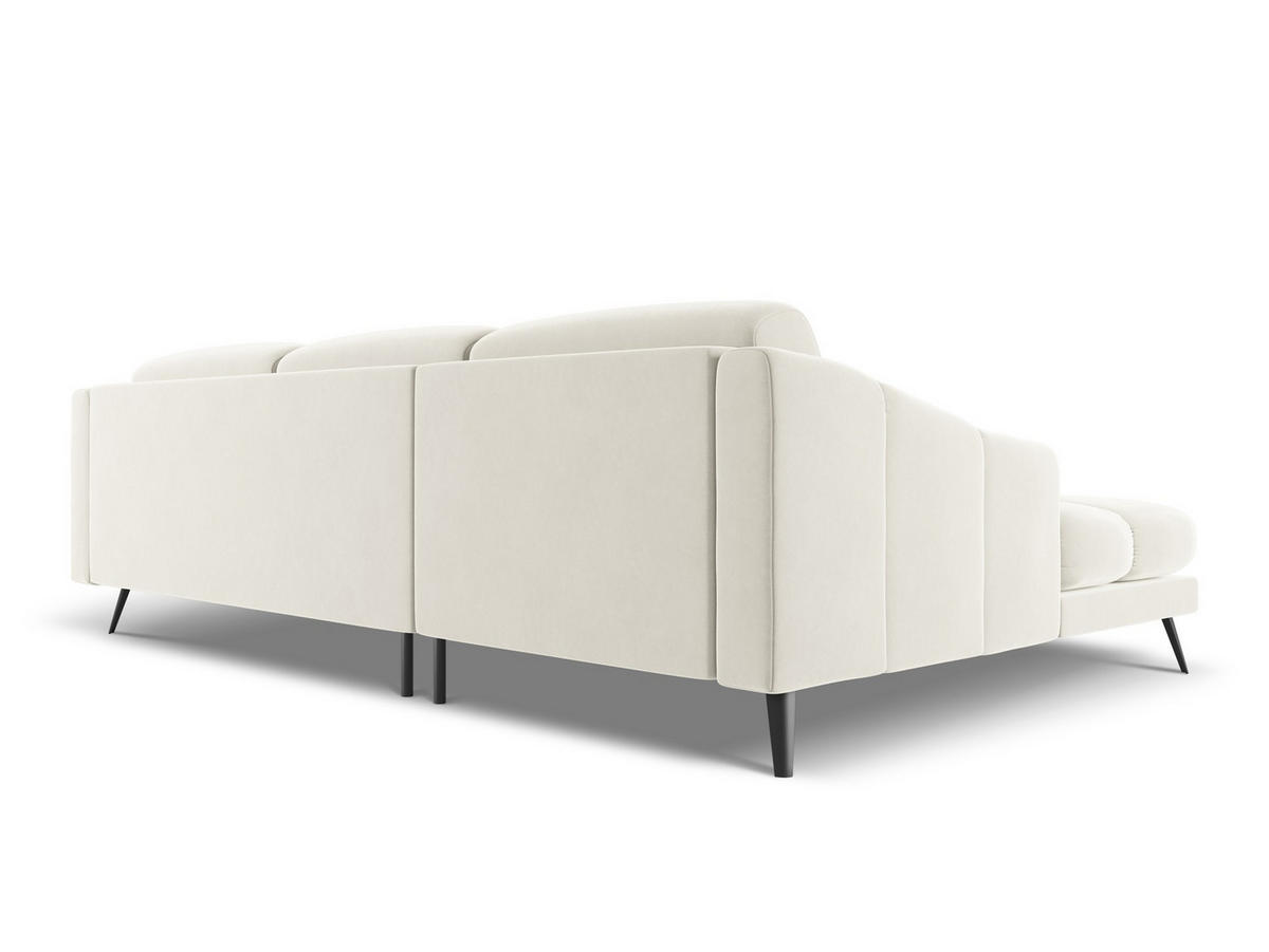ECKSOFA Links Samt Stoff Beige - Beige/Creme, Textil/Metall (160/264cm) - Makamii