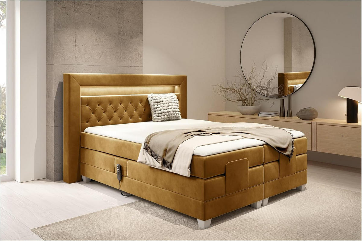 BOXSPRINGBETT SANTORE - Gelb, Holzwerkstoff (120/200cm) - Meblini