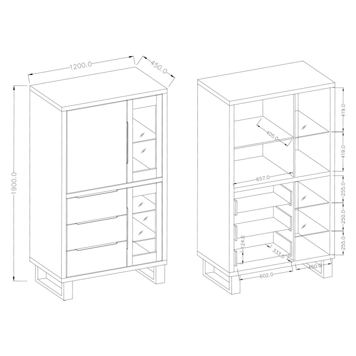 VITRINE Eden Holz und Metall - Braun, Holzwerkstoff (120/190/45cm) - Petits-meubles