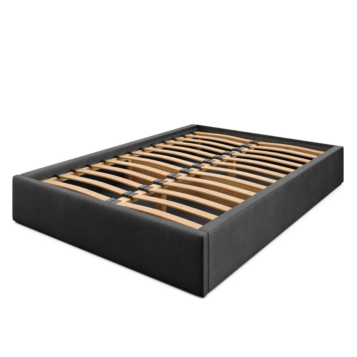 POLSTERBETT 140x200cm Bett mit Stauraum Lattenrost Schwarz - Schwarz, Holz/Holzwerkstoff (140/200cm) - Muralo