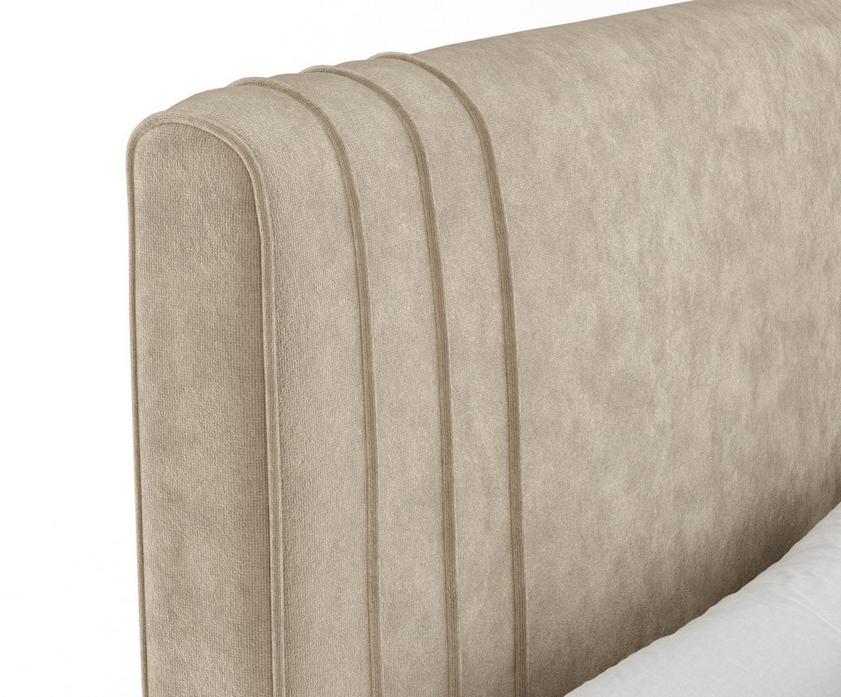 BOXSPRINGBETT Casone Beige 140/200 cm mit Latex-Topper - Beige/Silberfarben, Holz/Holzwerkstoff (140/200cm) - Maison de Reve