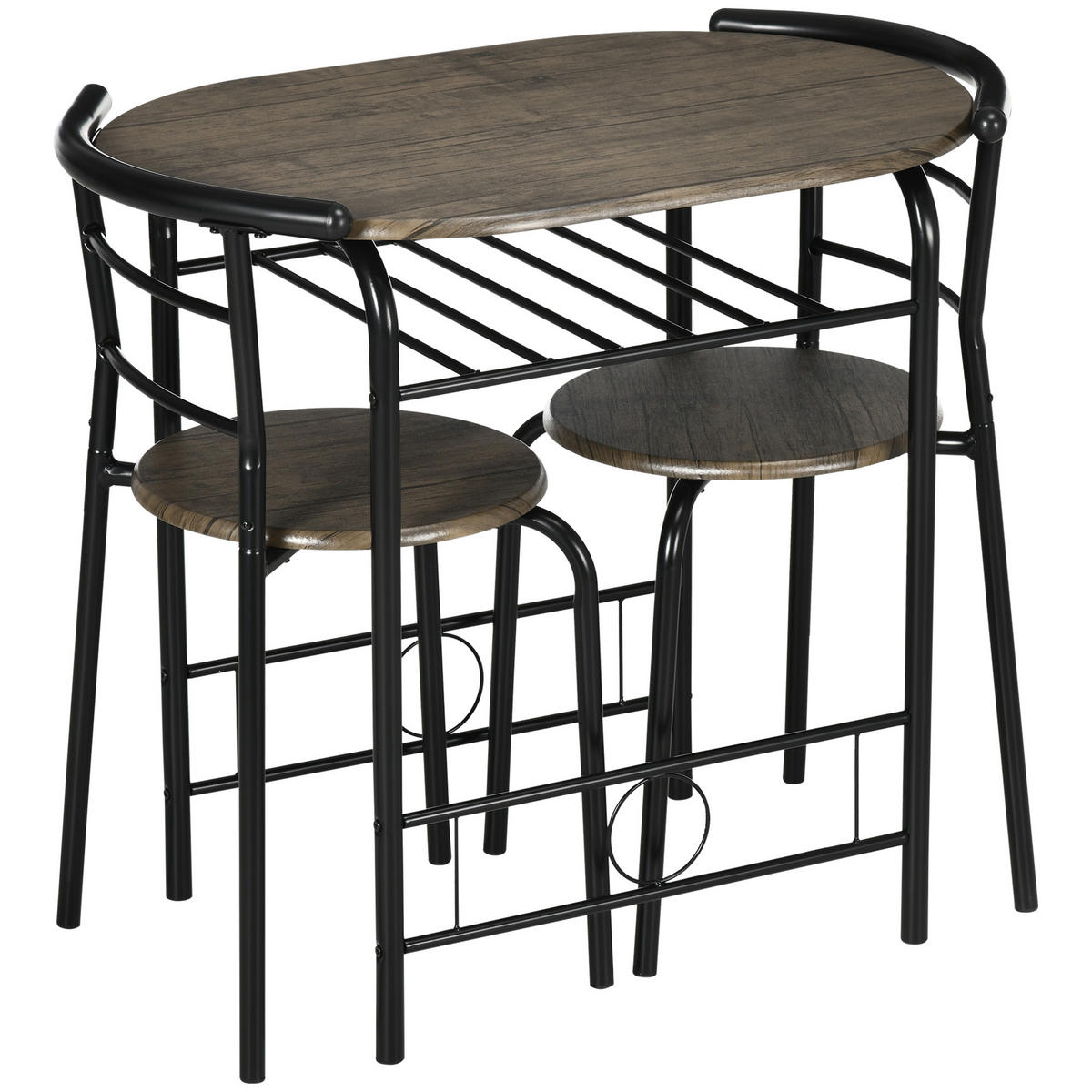 BISTRO-SET DE-10331 3-teilig mit Ablagefach Schwarz - Schwarz, Metall (53/74.5/80cm) - ComfortXL