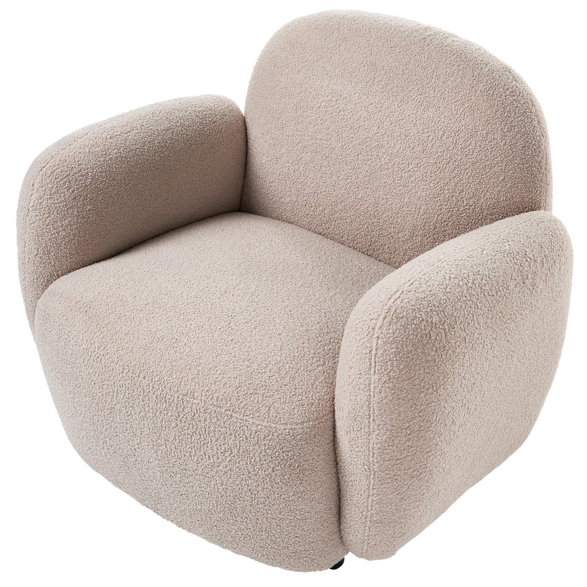 SESSEL Bouclé Beige Jule - Beige/Schwarz, Kunststoff/Textil (89/77/82cm) - Beliani