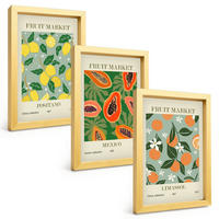 BILDER SET 3er Set - 20x30 cm Goldrahmen - Fruchtposter Zitronen Papayas - Goldfarben, Kunststoff (20/30cm) - TULUP