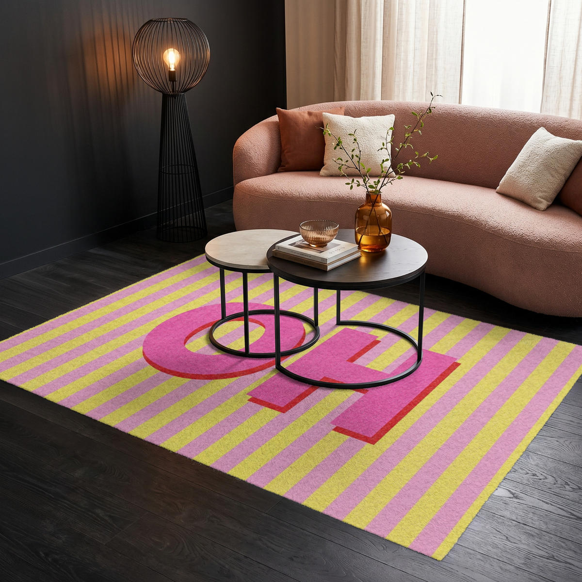 TEPPICH - Text - Streifen - Rosa - 200x140 cm - Pink, Kunststoff/Textil (200/0.4cm) - OnlyWow